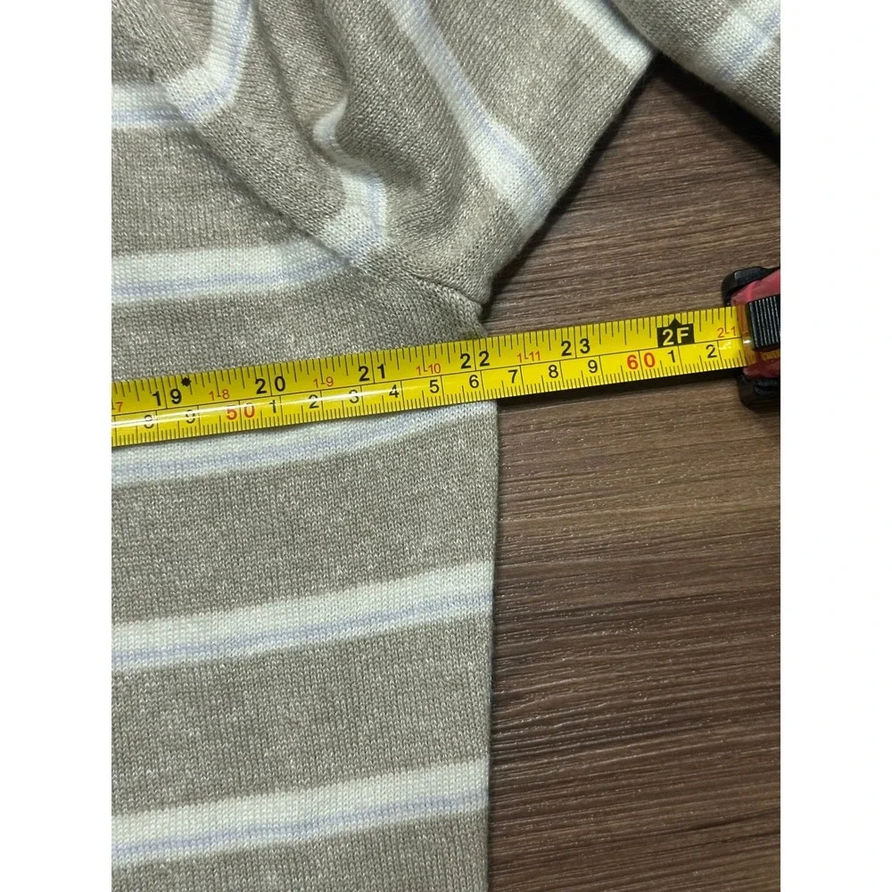 Peter Millar Seaside Long Bay Striped Merino Wool Linen 1/4 Zip Sweater Sz M - Picture 7 of 10